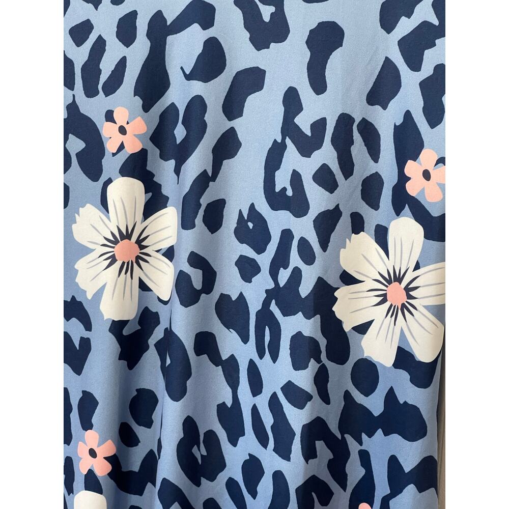 Womens Dress Leopard & Floral Print V Neck Tee Dress Size X Large - Picture 4 of 8